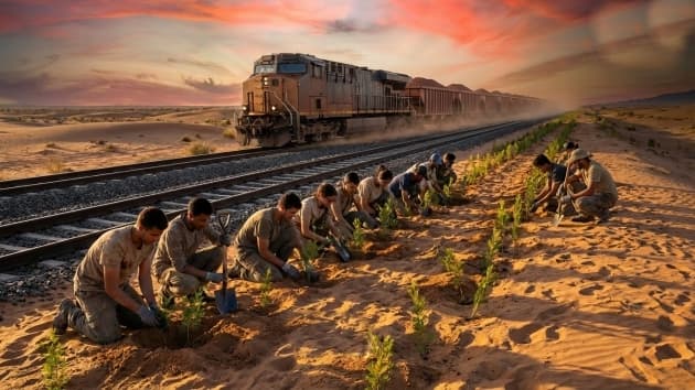 بشار.. إطلاق عملية تشجير على مسار خط السكة الحديدية المنجمي الغربي